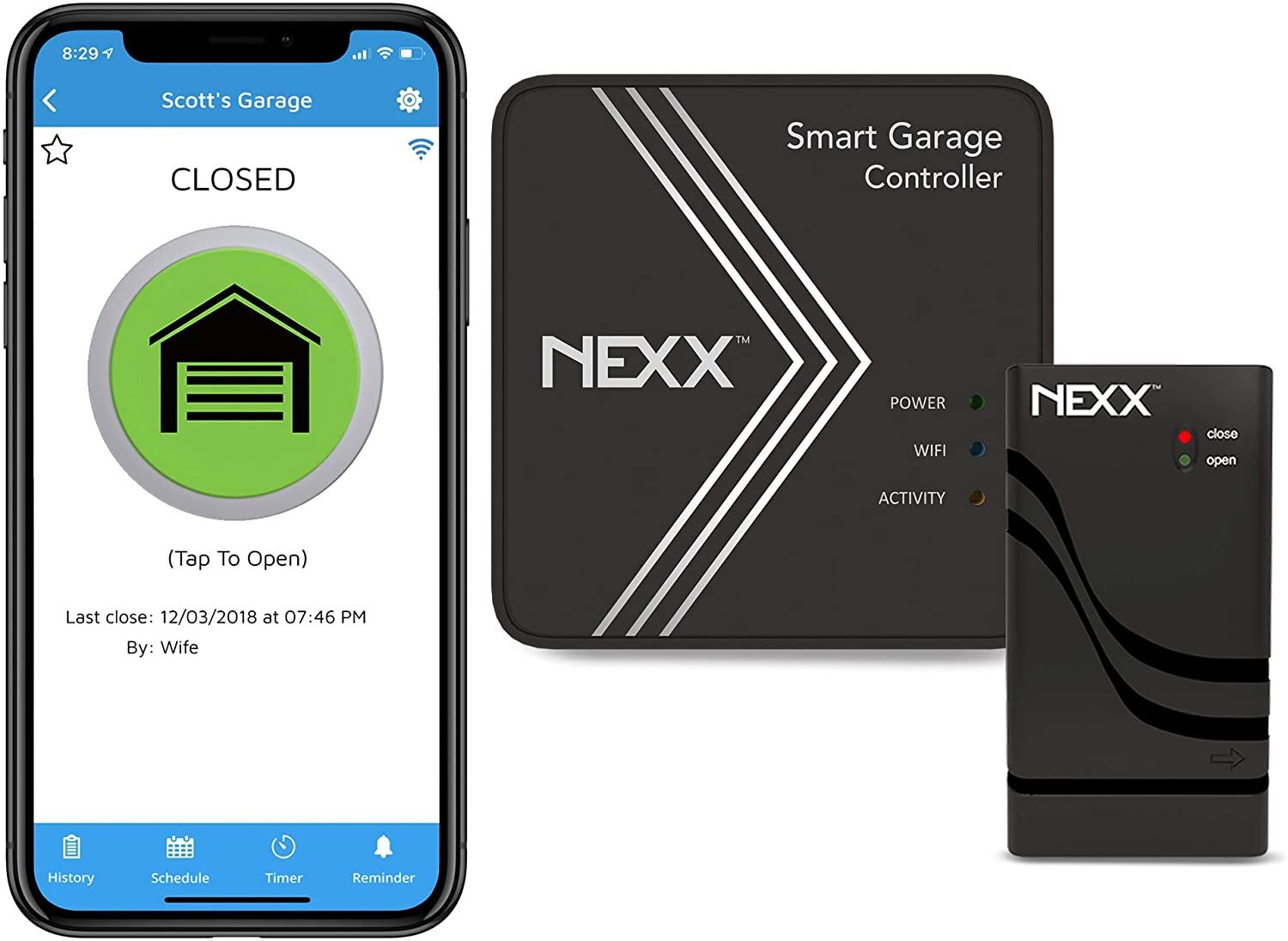 Nexx Smart Wi-Fi Controller NXG-200 - Remotely Control Existing Garage Door Opener with Nexx App